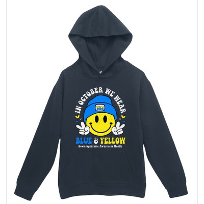 We Wear Yellow Blue Smile Face For Down Syndrome Awareness Urban Pullover Hoodie