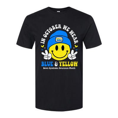 We Wear Yellow Blue Smile Face For Down Syndrome Awareness Softstyle CVC T-Shirt