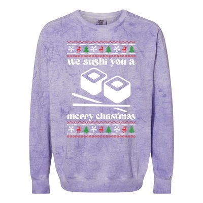 We Wish You A Merry Christmas Food Christmas Sushi Rolls Cool Gift Colorblast Crewneck Sweatshirt