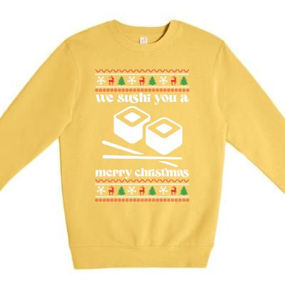 We Wish You A Merry Christmas Food Christmas Sushi Rolls Cool Gift Premium Crewneck Sweatshirt