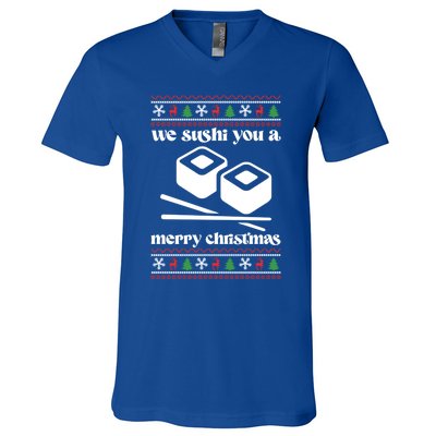 We Wish You A Merry Christmas Food Christmas Sushi Rolls Cool Gift V-Neck T-Shirt