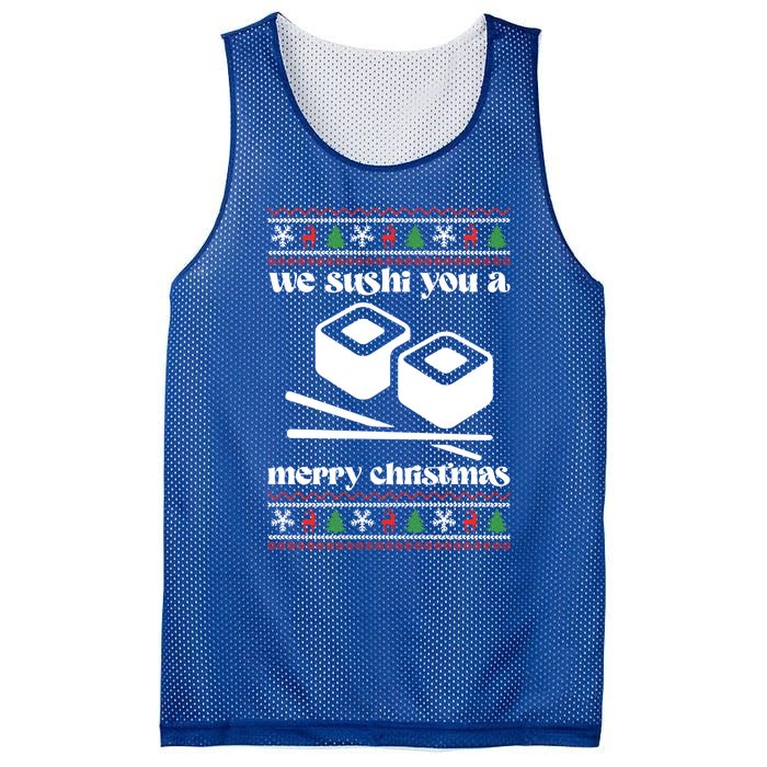 We Wish You A Merry Christmas Food Christmas Sushi Rolls Cool Gift Mesh Reversible Basketball Jersey Tank