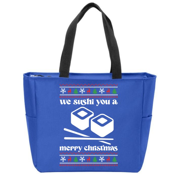 We Wish You A Merry Christmas Food Christmas Sushi Rolls Cool Gift Zip Tote Bag