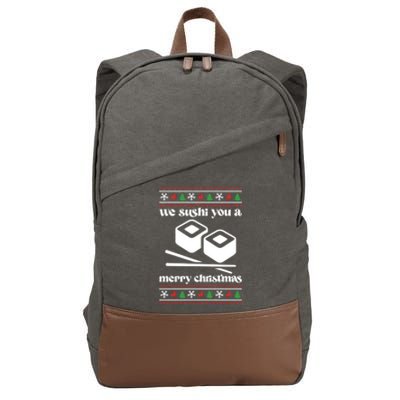 We Wish You A Merry Christmas Food Christmas Sushi Rolls Cool Gift Cotton Canvas Backpack