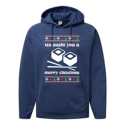 We Wish You A Merry Christmas Food Christmas Sushi Rolls Cool Gift Performance Fleece Hoodie