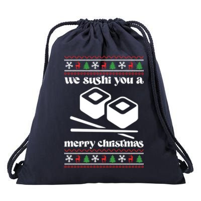 We Wish You A Merry Christmas Food Christmas Sushi Rolls Cool Gift Drawstring Bag