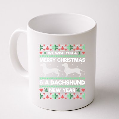 We Wish You A Merry Christmas Dachshund Ugly Sweater Pajama Gift Coffee Mug