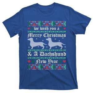 We Wish You A Merry Christmas Dachshund Ugly Sweater Pajama Funny Gift T-Shirt