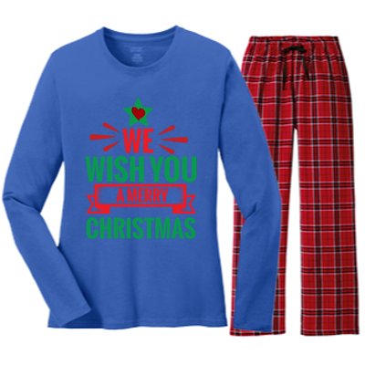 We Wish You A Merry Christmas Gift Women's Long Sleeve Flannel Pajama Set 