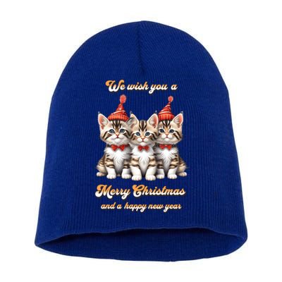 We Wish You A Merry Christmas With Christmas Kitten Gift Short Acrylic Beanie