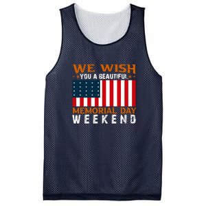 We Wish You Are Beautiful Memorial Day Weekend Gift American Flag Mesh Reversible Basketball Jersey Tank