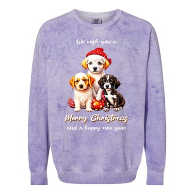 We Wish You A Merry Christmas With Christmas Puppies Gift Colorblast Crewneck Sweatshirt