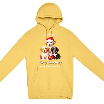 We Wish You A Merry Christmas With Christmas Puppies Gift Premium Pullover Hoodie