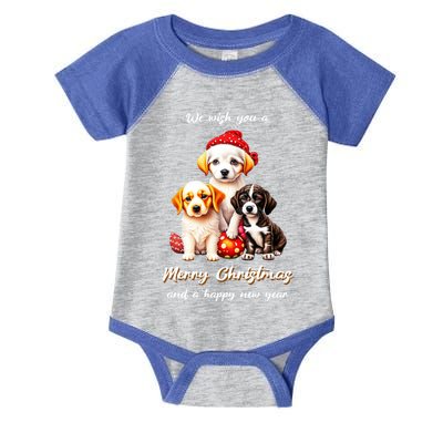 We Wish You A Merry Christmas With Christmas Puppies Gift Infant Baby Jersey Bodysuit