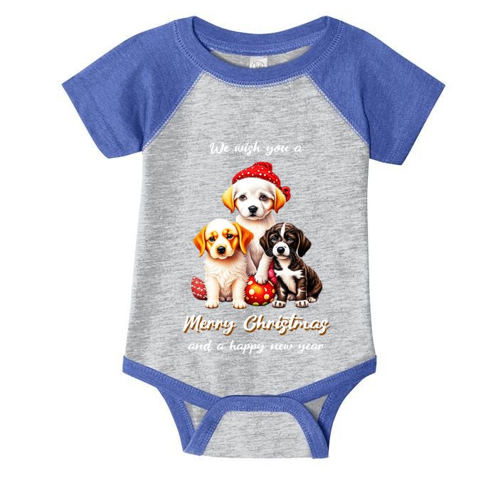 We Wish You A Merry Christmas With Christmas Puppies Gift Infant Baby Jersey Bodysuit