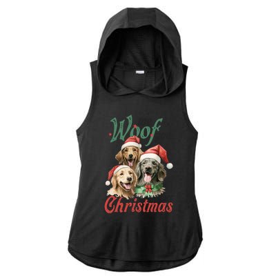 We Woof You A Merry Christmas Vintage Christmas Dogs Ladies PosiCharge Tri-Blend Wicking Draft Hoodie Tank