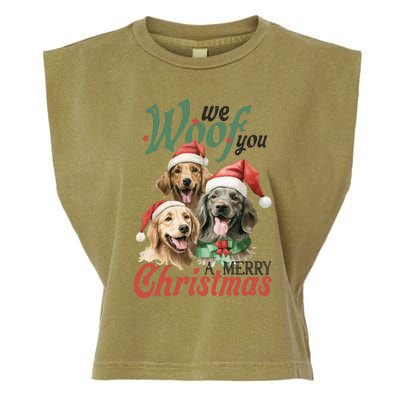 We Woof You A Merry Christmas Vintage Christmas Dogs Garment-Dyed Women's Muscle Tee