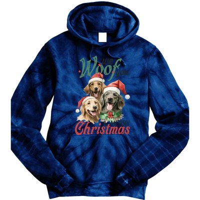 We Woof You A Merry Christmas Vintage Christmas Dogs Tie Dye Hoodie