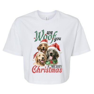 We Woof You A Merry Christmas Vintage Christmas Dogs Bella+Canvas Jersey Crop Tee