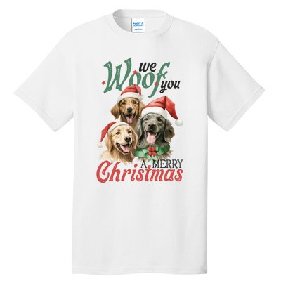 We Woof You A Merry Christmas Vintage Christmas Dogs Tall T-Shirt