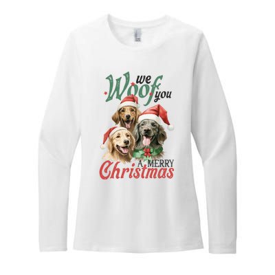 We Woof You A Merry Christmas Vintage Christmas Dogs Womens CVC Long Sleeve Shirt