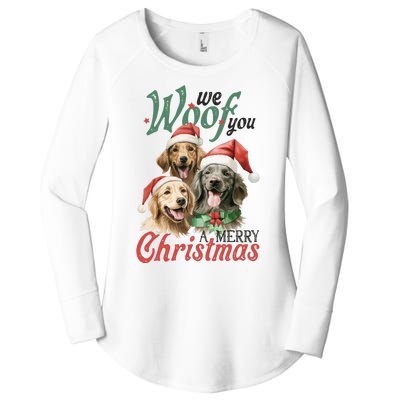 We Woof You A Merry Christmas Vintage Christmas Dogs Women's Perfect Tri Tunic Long Sleeve Shirt