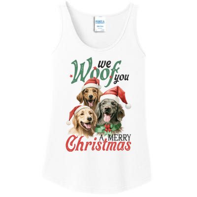 We Woof You A Merry Christmas Vintage Christmas Dogs Ladies Essential Tank