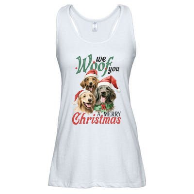 We Woof You A Merry Christmas Vintage Christmas Dogs Ladies Essential Flowy Tank