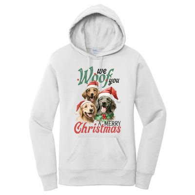 We Woof You A Merry Christmas Vintage Christmas Dogs Women's Pullover Hoodie