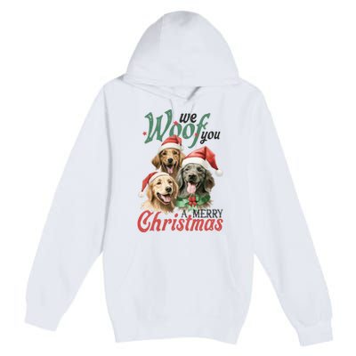 We Woof You A Merry Christmas Vintage Christmas Dogs Premium Pullover Hoodie