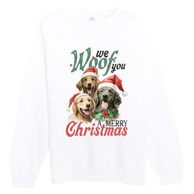 We Woof You A Merry Christmas Vintage Christmas Dogs Premium Crewneck Sweatshirt