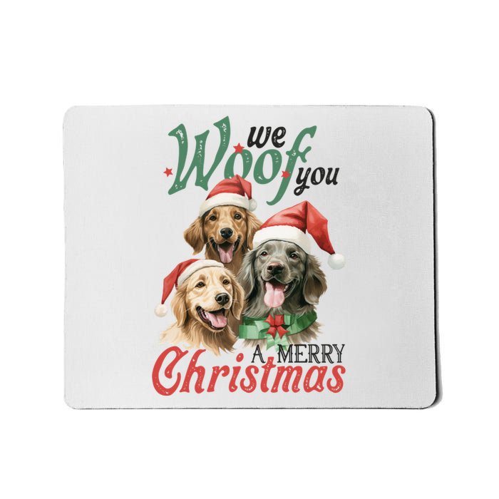 We Woof You A Merry Christmas Vintage Christmas Dogs Mousepad