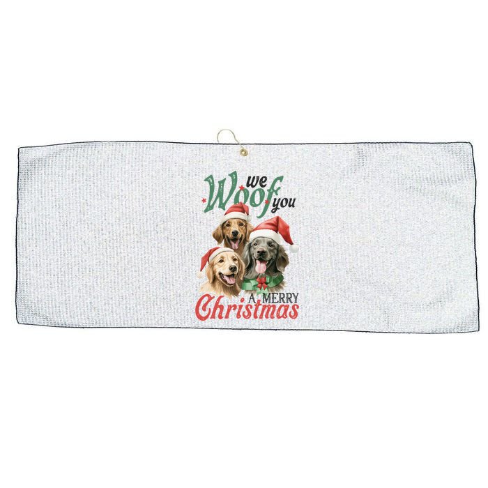 We Woof You A Merry Christmas Vintage Christmas Dogs Large Microfiber Waffle Golf Towel