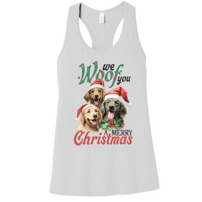 We Woof You A Merry Christmas Vintage Christmas Dogs Women's Racerback Tank