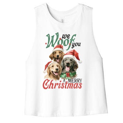 We Woof You A Merry Christmas Vintage Christmas Dogs Women's Racerback Cropped Tank