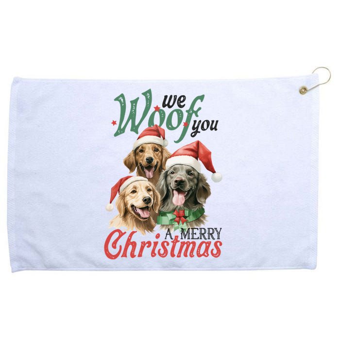 We Woof You A Merry Christmas Vintage Christmas Dogs Grommeted Golf Towel