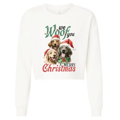 We Woof You A Merry Christmas Vintage Christmas Dogs Cropped Pullover Crew