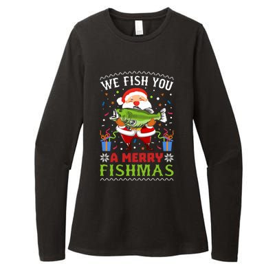 We Wish You A Merry Fishmas Funny Christmas Santa Fishing Cool Gift Womens CVC Long Sleeve Shirt