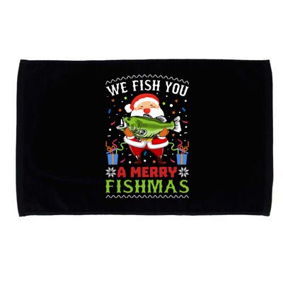 We Wish You A Merry Fishmas Funny Christmas Santa Fishing Cool Gift Microfiber Hand Towel