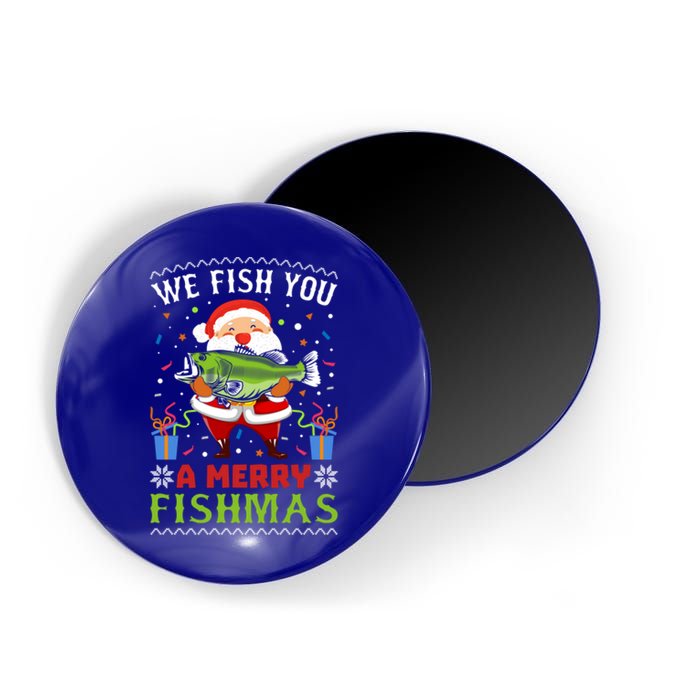 We Wish You A Merry Fishmas Funny Christmas Santa Fishing Cool Gift Magnet