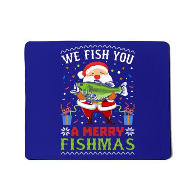 We Wish You A Merry Fishmas Funny Christmas Santa Fishing Cool Gift Mousepad