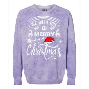 We Wish You A Merry Christmas Pajama Buffalo Santa Hat Cool Gift Colorblast Crewneck Sweatshirt