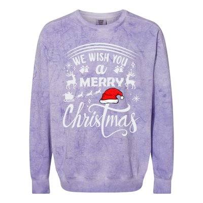 We Wish You A Merry Christmas Pajama Buffalo Santa Hat Cool Gift Colorblast Crewneck Sweatshirt