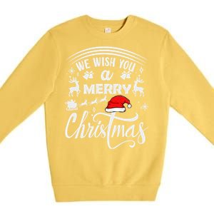 We Wish You A Merry Christmas Pajama Buffalo Santa Hat Cool Gift Premium Crewneck Sweatshirt