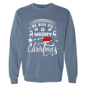 We Wish You A Merry Christmas Pajama Buffalo Santa Hat Cool Gift Garment-Dyed Sweatshirt