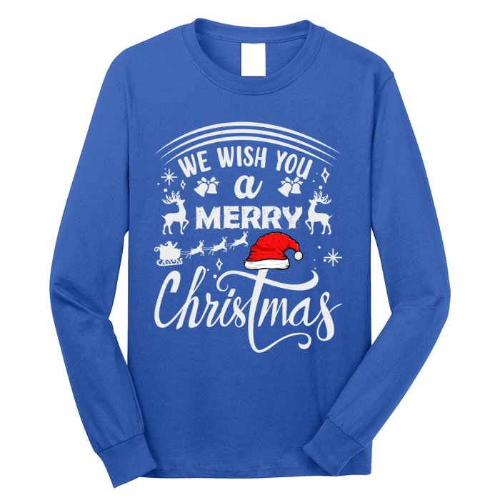 We Wish You A Merry Christmas Pajama Buffalo Santa Hat Cool Gift Long Sleeve Shirt