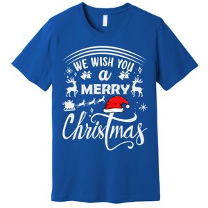 We Wish You A Merry Christmas Pajama Buffalo Santa Hat Cool Gift Premium T-Shirt