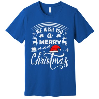 We Wish You A Merry Christmas Pajama Buffalo Santa Hat Cool Gift Premium T-Shirt