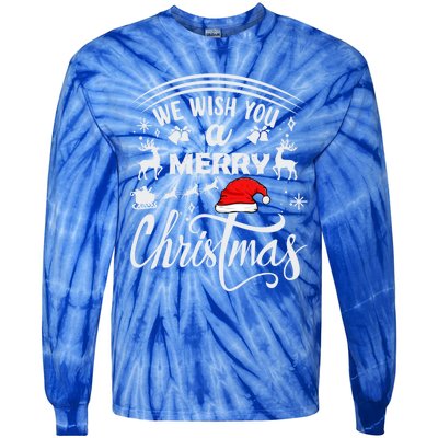 We Wish You A Merry Christmas Pajama Buffalo Santa Hat Cool Gift Tie-Dye Long Sleeve Shirt