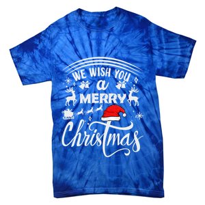 We Wish You A Merry Christmas Pajama Buffalo Santa Hat Cool Gift Tie-Dye T-Shirt